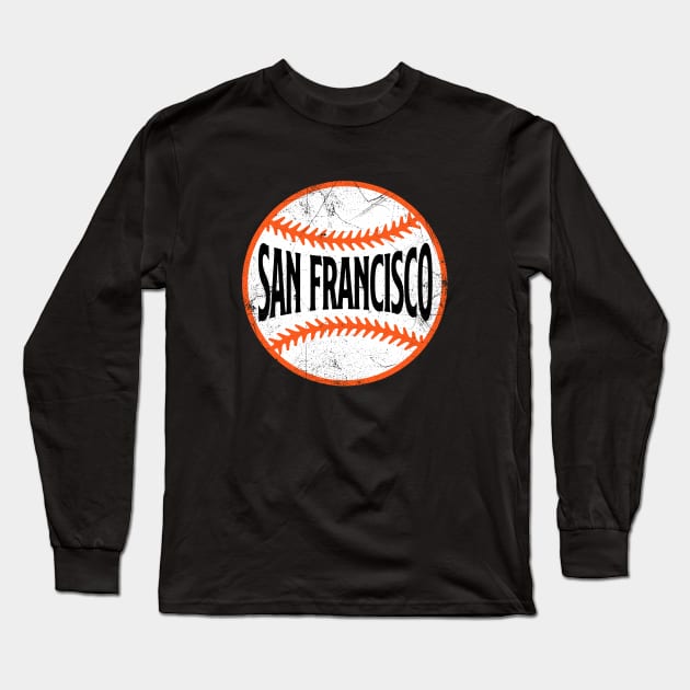 San Francisco Retro Baseball - Black Long Sleeve T-Shirt by KFig21
